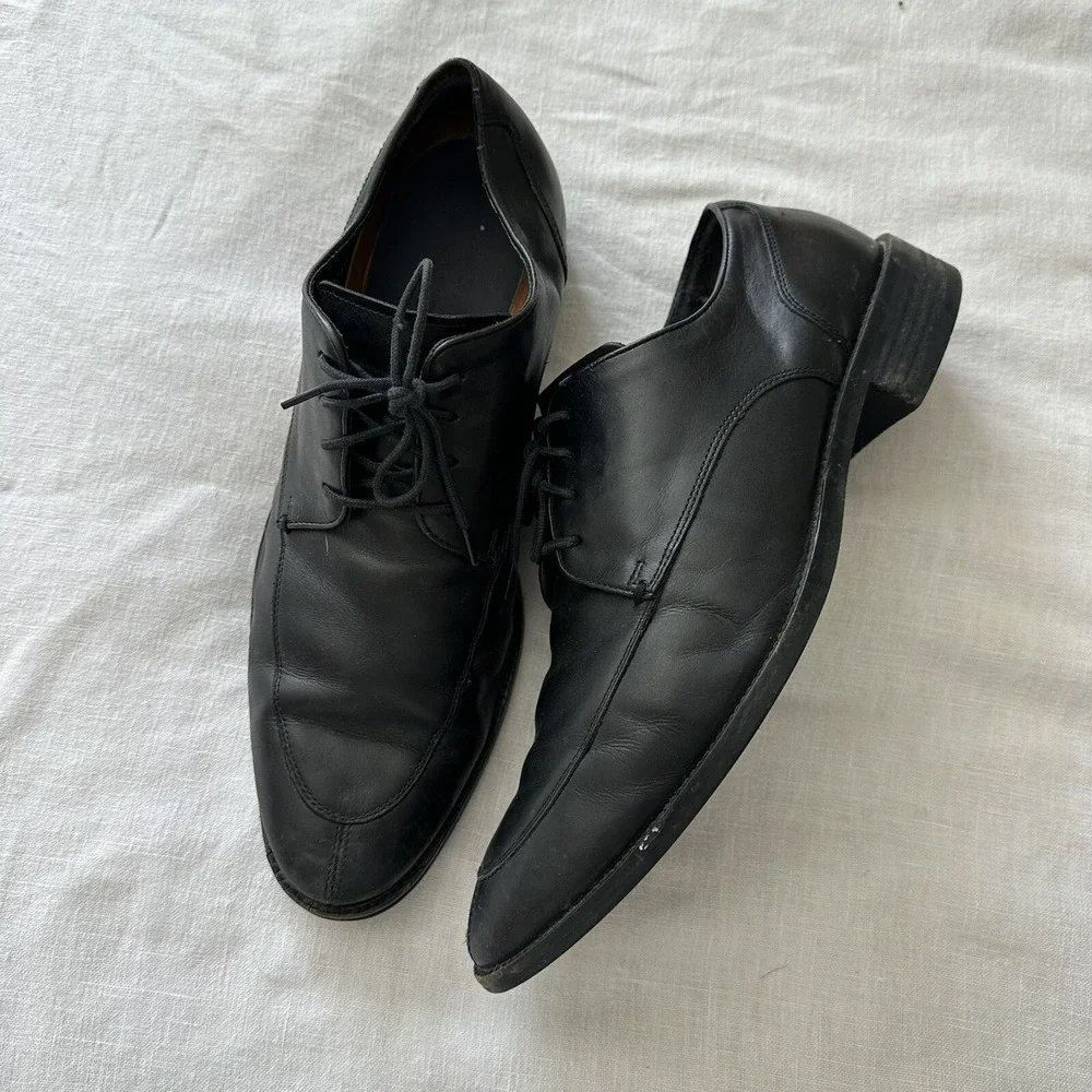 Cole Haan Derby Black Leather Plain‎ Toe Dress Men's Size 10.5 M
